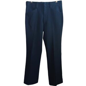 33x29 Vintage 70's Pants Farah Mens Black Textured Herringbone Dress Steel Zip